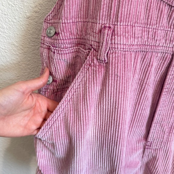 Free People Baxter Adjustable Distressed Frayed Pink Corduroy Overall Mini Skirt - Picture 7 of 11